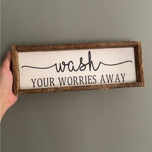 Rustic Handmade Wooden Bath Sign - Wash Your Worries Away